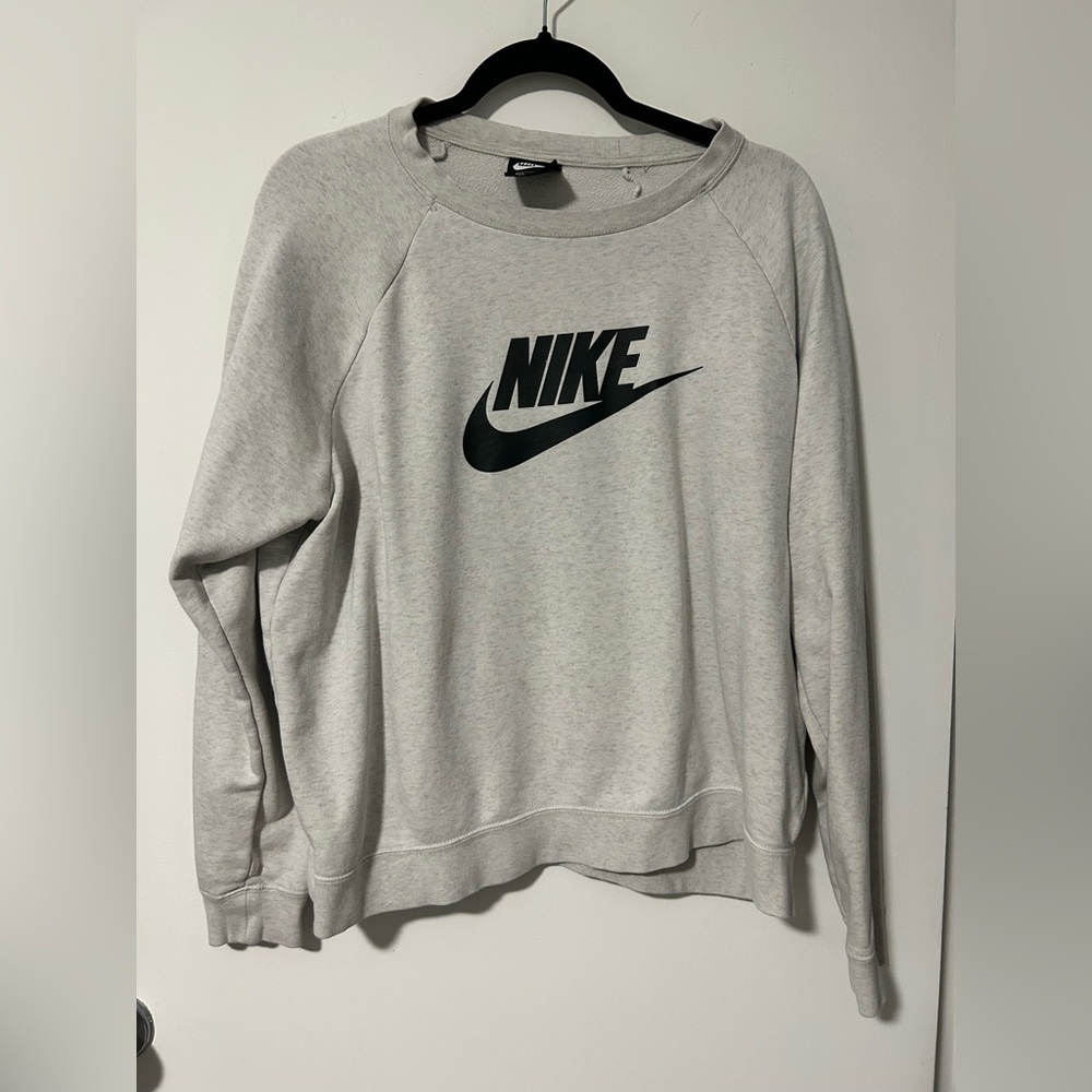 Nike Light Gray Crewneck Sweatshirt with Black Label